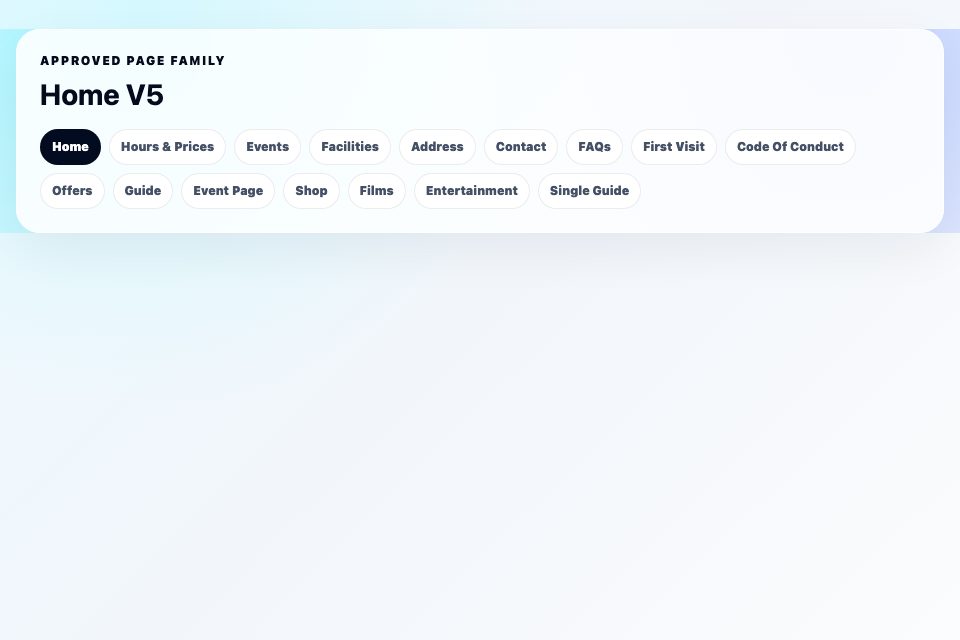 Approved page family switcher section preview