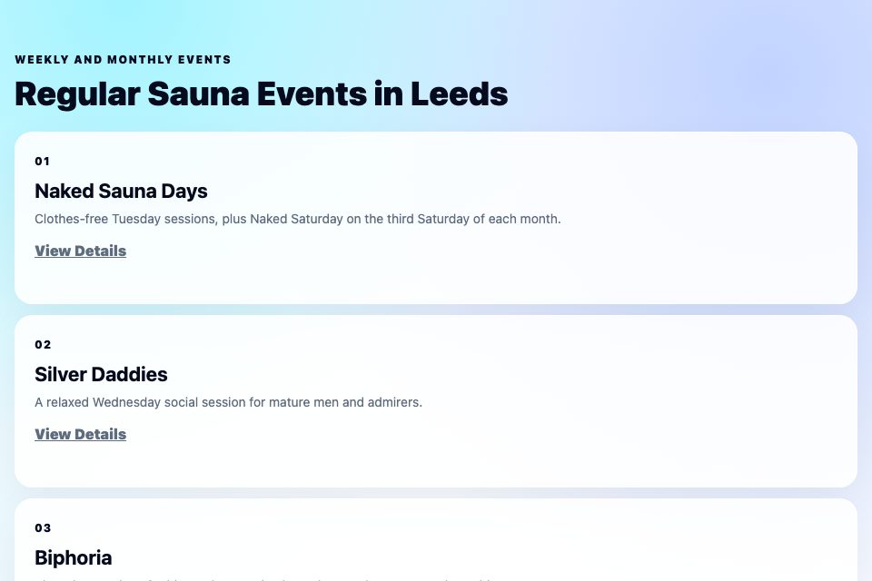 Weekly and monthly events section preview